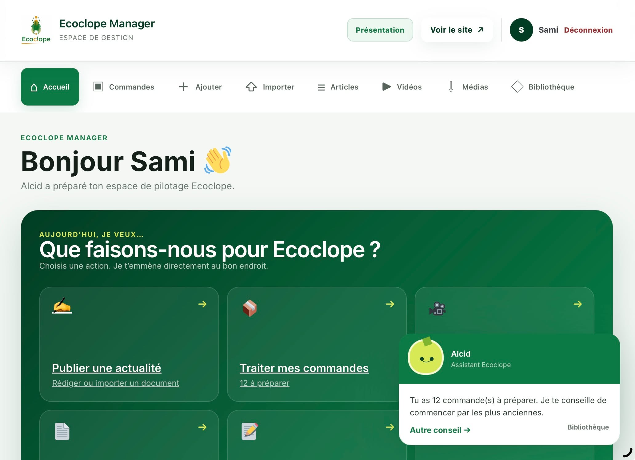 Aperçu du projet Ecoclope Manager