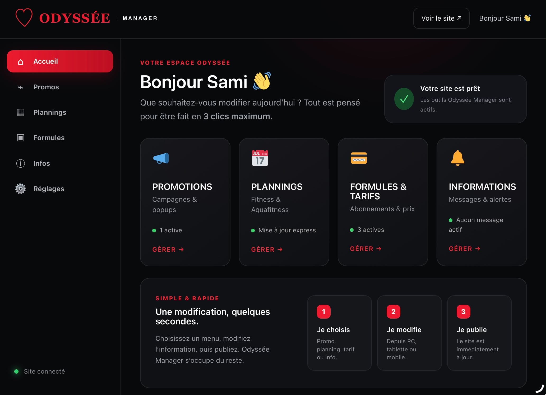 Aperçu Odyssée Manager avec assistant IA